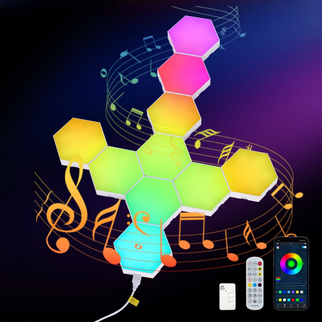 RGB Hexagon LED Wall Panels, 10-Pack with App Control